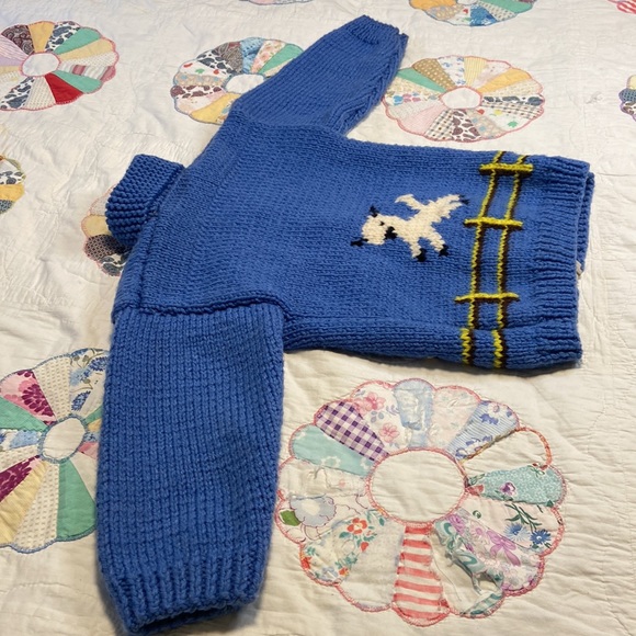 Vintage Handmade heavy-knit sheep graphic sweater - Picture 7 of 8